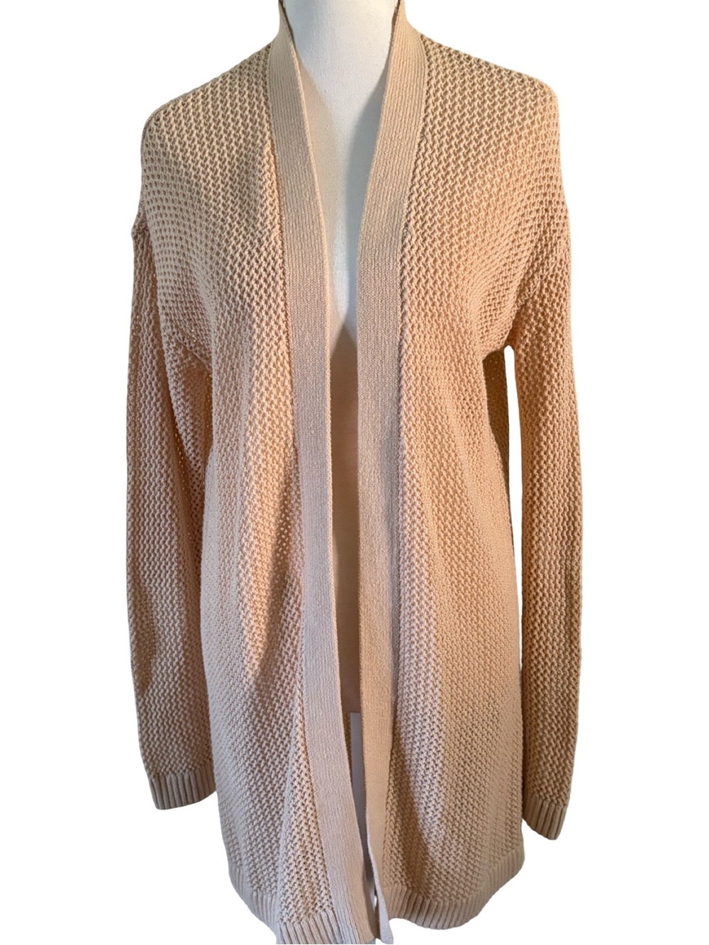Banana Republic Cream Open-Front Waffle Knit Cardigan - Picture 2 of 8